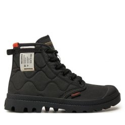 Trapery Palladium. Czarne traperki Palladium, bez wzorów, bez obcasa, bez zapięcia. Za 339.99 zł.