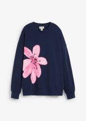 Bluza oversize. Niebieskie bluzy bonprix, bez wzorów, bez ramiączek, bez kaptura. Za 37.99 zł.