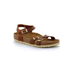 Klapki Birkenstock Kumba Brązowe Damskie. Brązowe klapki Birkenstock, bez wzorów, z nubiku, bez obcasa, bez zapięcia. Za 874.00 zł.