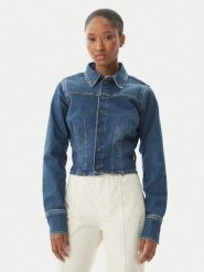 Guess Jeans Kurtka przejściowa 180858 Niebieski Classic Fit. Niebieskie kurtki Guess Jeans, xxl, z aplikacjami, z jeansu, bez kaptura. Za 407.99 zł.