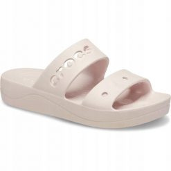 Klapki Dla Dorosłych Crocs Baya Platform. Brązowe klapki Crocs, bez wzorów, z materiału, bez obcasa, bez zapięcia. Za 139.99 zł.