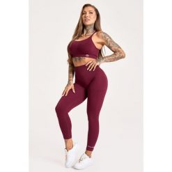 Legginsy fitness damskie Gym Glamour push up 2.0. Czerwone legginsy GYM GLAMOUR, bez wzorów, glamour. Za 169.99 zł.