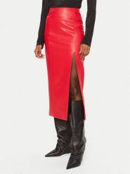BARDOT Spódnica skórzana 58855SB3 Czerwony Slim Fit. Czerwone spódnice Bardot, bez wzorów, z syntetyku. Za 239.99 zł.