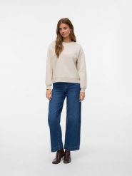 Vero Moda Bluza w kolorze kremowym rozmiar: S. Brązowe bluzy Vero Moda, s, bez wzorów, z materiału, bez ramiączek, bez kaptura. Za 78.99 zł.