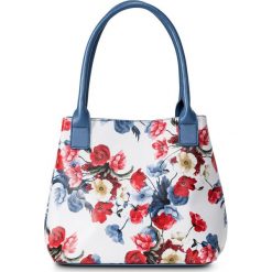 Torba do ręki w kwiaty bonprix jasnoniebiesko-ciemnoniebiesko-czerwony. Torebki klasyczne marki DOMYOS. Za 89.99 zł.