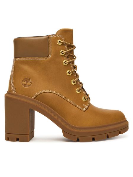 Timberland Botki Allington Heights Mid Lace Up TB0A2CKCEN11 Brązowy. Brązowe botki Timberland, bez wzorów, ze skóry, bez obcasa, na słupku, bez zapięcia. Za 679.99 zł.