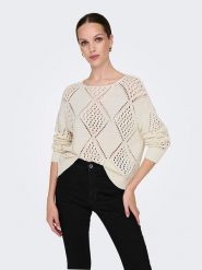 ONLY Sweter w kolorze kremowym rozmiar: M. Brązowe swetry ONLY, m, bez wzorów, bez ramiączek. Za 105.63 zł.