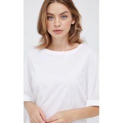 Sisley t-shirt bawełniany kolor biały. Białe t-shirty Sisley, l, bez wzorów, z bawełny, bez kołnierzyka, bez ramiączek. Za 119.99 zł.