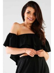 Awama Bluzka w kolorze czarnym rozmiar: S/M. Czarne bluzki Awama, m, bez wzorów, bez kołnierzyka, bez ramiączek. Za 107.99 zł.