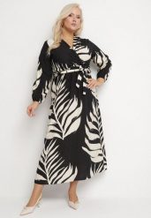 Czarna Sukienka Rozkloszowana z Paskiem z Kopertowym Dekoltem i z Wiskozą Anelara. Czarne sukienki Born2be, na spotkanie biznesowe, plus size, bez wzorów, z wiskozy, bez kołnierzyka, plus size, bez ramiączek, maxi, kopertowe. W wyprzedaży za 90.99 zł.