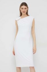 Lauren Ralph Lauren sukienka kolor biały mini dopasowana. Białe sukienki Lauren Ralph Lauren, bez wzorów, z dzianiny, bez kołnierzyka, bez ramiączek, mini, dopasowane. Za 1,169.90 zł.