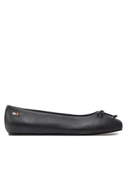Tommy Hilfiger Baleriny Essential Chic Ballerina FW0FW08059 Granatowy. Niebieskie baleriny Tommy Hilfiger, bez wzorów, ze skóry, bez obcasa, bez zapięcia. Za 299.99 zł.