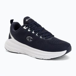Buty Champion Alpha Max Low Cut. Niebieskie buty treningowe Champion, bez wzorów, z materiału, przed kostkę, bez zapięcia, trekkingowe. Za 209.99 zł.