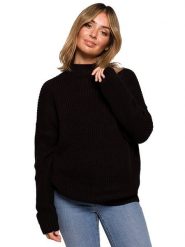 Be Wear Sweter w kolorze czarnym rozmiar: L/XL. Czarne swetry Be Wear, l, bez wzorów, ze splotem, bez ramiączek. Za 145.26 zł.