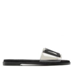 Klapki DKNY. Czarne klapki DKNY, bez wzorów, bez obcasa, bez zapięcia. Za 599.99 zł.