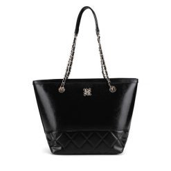 Torebka Nine West. Czarne shopper bag Nine West, bez wzorów, bez dodatków. Za 229.99 zł.