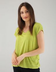 Lniana bluzka. Bluzki Unisono, l, bez wzorów, z tkaniny, bez kołnierzyka, bez ramiączek. Za 119.00 zł.