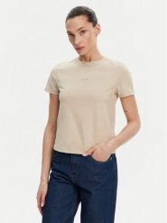 Calvin Klein Jeans T-Shirt Placed Institutional J20J225524 Beżowy Slim Fit. Brązowe t-shirty Calvin Klein Jeans, xxl, bez wzorów, z bawełny, bez kołnierzyka, bez ramiączek. Za 99.99 zł.