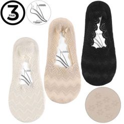 Eleganckie Stopki Damskie Z Koronką Moraj Mix Kolor 3 Pary. Brązowe skarpetki Moraj, bez wzorów, z koronki. Za 27.90 zł.