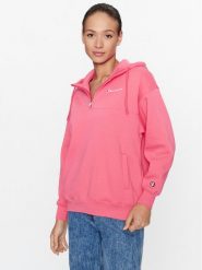 Champion Bluza Hooded Half Zip Sweatshirt 116581 Różowy Oversize. Czerwone bluzy Champion, m, bez wzorów, z syntetyku, bez ramiączek, bez kaptura. Za 179.99 zł.