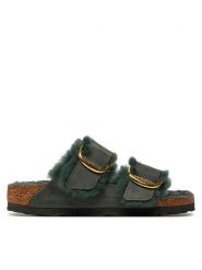Birkenstock Klapki Arizona Bb Shearling Leoi 1028070 Zielony. Zielone klapki Birkenstock, bez wzorów, ze skóry, bez obcasa, bez zapięcia. Za 579.99 zł.