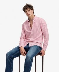 Superdry Koszula Preppy Oxford z długim rękawem, bawełna organiczna. Brązowe koszule Superdry, l, bez wzorów, z bawełny, bez kołnierzyka, bez ramiączek. Za 282.85 zł.