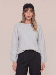 Sweter chunky z szerokimi rękawami - szary. Szare swetry Sinsay, l, bez wzorów, bez ramiączek. Za 59.99 zł.