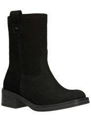 Wojas Skórzane botki w kolorze czarnym rozmiar: 40. Czarne botki Wojas, bez wzorów, z nubiku, eleganckie, bez obcasa, bez zapięcia. Za 274.75 zł.