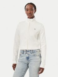 Tommy Jeans Bluza Flag DW0DW23535 Biały Slim Fit. Białe bluzy Tommy Jeans, s, bez wzorów, z bawełny, bez ramiączek, bez kaptura. Za 369.99 zł.