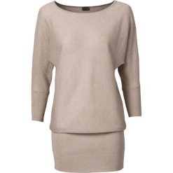 Sweter z lureksową nitką bonprix cielisty. Brązowe swetry bonprix, eleganckie. Za 99.99 zł.