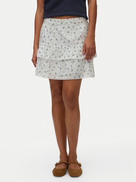Vero Moda Spódnica mini Trine 10342736 Biały Regular Fit. Białe spódnice Vero Moda, s, bez wzorów, z bawełny, mini. Za 139.99 zł.