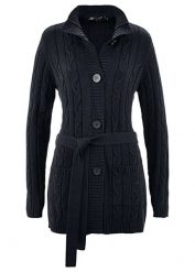Długi sweter rozpinany z czystej bawełny. Czarne swetry bonprix, bez wzorów, z bawełny, bez ramiączek. Za 139.99 zł.