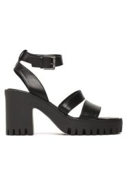 JENNY Sandały WS6030-02 Czarny. Czarne sandały Jenny, bez wzorów, ze skóry, bez obcasa, na słupku, bez zapięcia. Za 139.99 zł.