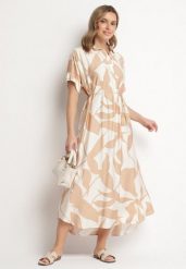 Brązowa Sukienka Rozkloszowana z Bawełną w Abstrakcyjny Print Telanisa. Brązowe sukienki Born2be, na co dzień, xl, bez wzorów, z bawełny, eleganckie, bez kołnierzyka, bez ramiączek, maxi, rozkloszowane. Za 89.99 zł.