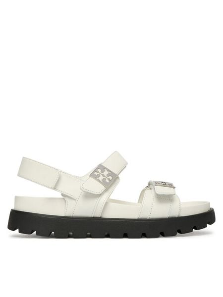 Tory Burch Sandały Mellow Sport 179591 Biały. Białe sandały Tory Burch, bez wzorów, ze skóry, sportowe, bez obcasa, na płaskiej podeszwie, bez zapięcia. Za 1,160.99 zł.