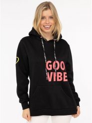 Zwillingsherz Bluza "Good Vibes 2.0" w kolorze czarnym rozmiar: S/M. Czarne bluzy Zwillingsherz, m, bez wzorów, bez ramiączek, z kapturem. Za 176.08 zł.