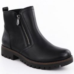 Skórzane botki damskie workery czarne Rieker 78556-00. Czarne botki Rieker, bez wzorów, ze skóry, bez obcasa, bez zapięcia. Za 439.00 zł.