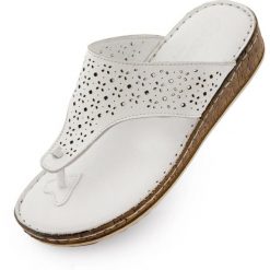 Damskie Skórzane Klapki Japonki Nell Klapki Białe. Czarne japonki ENELL, bez wzorów. Za 323.99 zł.