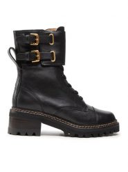 See By Chloé Trapery SB33080A Czarny. Czarne traperki See By Chloé, bez wzorów, ze skóry, bez obcasa, bez zapięcia. Za 2,649.00 zł.