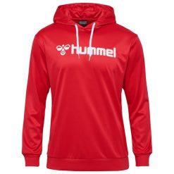 Bluza z kapturem Hummel Logo. Czerwone bluzy z kapturem Hummel, bez wzorów, z kapturem, na fitness i siłownię. Za 198.50 zł.