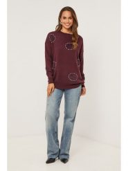 Soft Cashmere Sweter w kolorze bordowym rozmiar: 34/36. Czerwone swetry Soft Cashmere, z aplikacjami, z kaszmiru, klasyczne, bez ramiączek. Za 135.49 zł.