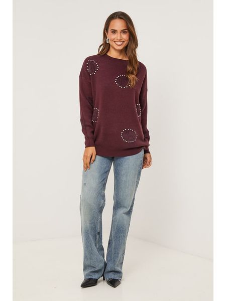 Soft Cashmere Sweter w kolorze bordowym rozmiar: 34/36. Czerwone swetry Soft Cashmere, z aplikacjami, z kaszmiru, klasyczne, bez ramiączek. Za 161.73 zł.