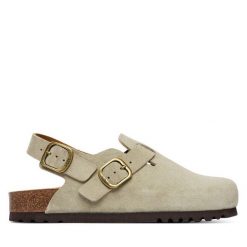 Sandały Scholl. Zielone sandały Scholl, bez wzorów, bez obcasa, na płaskiej podeszwie, bez zapięcia. Za 463.99 zł.