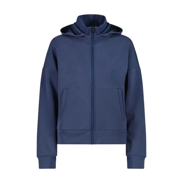 Damska satynowa modalna rozpinana bluza CMP. Niebieskie bluzy z kapturem CMP, xs, bez wzorów, prążkowane, bez kaptura. Za 349.50 zł.