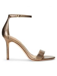 LAUREN RALPH LAUREN Sandały 802912334001 Złoty. Żółte sandały Lauren Ralph Lauren, bez wzorów, ze skóry, bez obcasa, na szpilce, bez zapięcia. Za 629.99 zł.