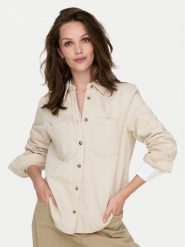 ONLY Koszula jeansowa Silla 15338783 Écru Slim Fit. Koszule ONLY, xs, bez wzorów, z bawełny, bez kołnierzyka, bez ramiączek. Za 159.99 zł.
