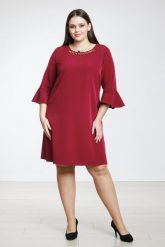 Bordowa trapezowa sukienka Elena XXL OVERSIZE. Czerwone sukienki Moda Size Plus Iwanek, na imprezę, s, bez wzorów, z materiału, eleganckie, bez kołnierzyka, bez ramiączek, midi, oversize. Za 259.90 zł.