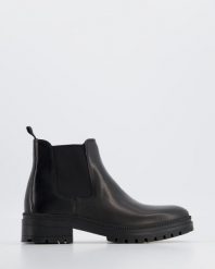 SKÓRZANE SZTYBLETY WH54H08 POR BLAC. Botki Venezia, bez wzorów, ze skóry, bez obcasa, bez zapięcia. Za 299.00 zł.