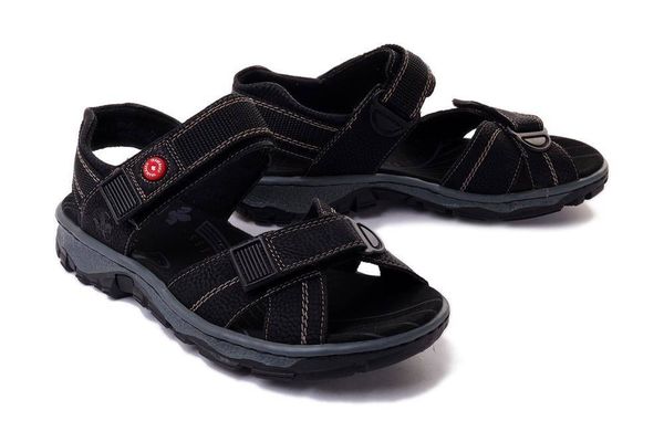 RIEKER 68851-02 black, sandały damskie. Czarne sandały Rieker, bez wzorów, bez obcasa, bez zapięcia. Za 319.90 zł.