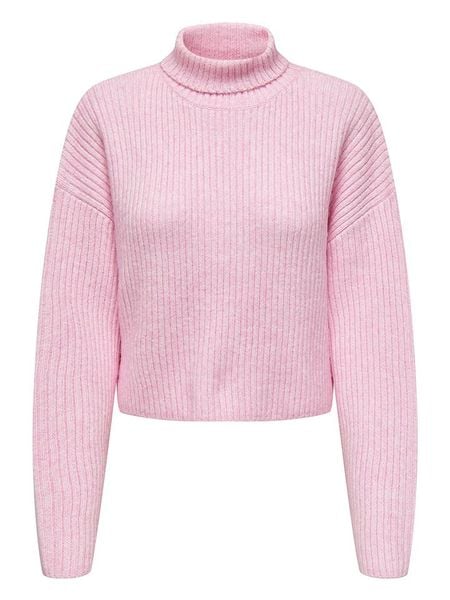 ONLY Golf w kolorze jasnoróżowym rozmiar: L. Różowe swetry ONLY, l, bez wzorów, ze splotem, bez ramiączek. Za 70.08 zł.